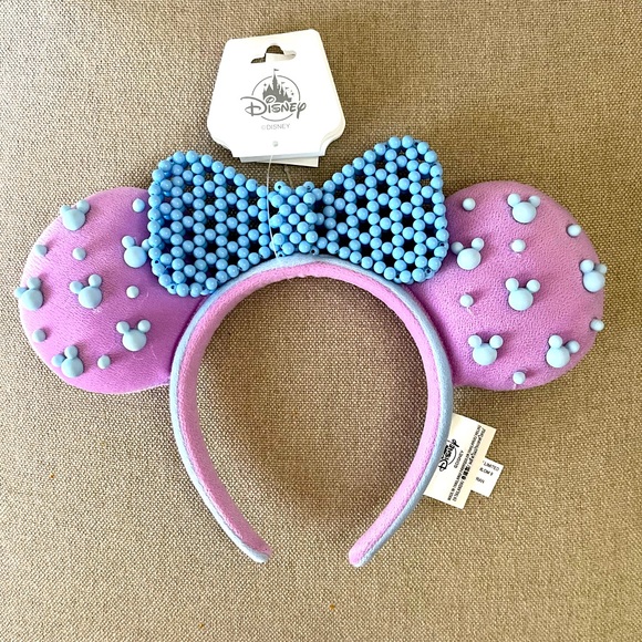 Disney Accessories - Exclusive Disney Pink and Blue Minnie Mouse Beaded Ear Headband for Adults NWT